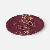 フィフティ&ファブラス誕生日レッド金ゴールド ペーパープレート (アングル)