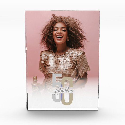 フィフティ&ファブラス50誕生日 エレガント モダン フォトブロック (正面)