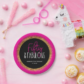 フィフティ&ファブラス50誕生日wカスタム文字ブラック ペーパープレート (パーティー)