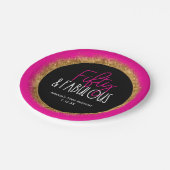 フィフティ&ファブラス50誕生日wカスタム文字ブラック ペーパープレート (アングル)