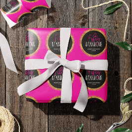 フィフティ&ファブラス50誕生日wカスタム文字ブラック ラッピングペーパー