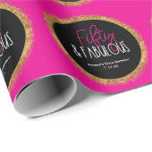 フィフティ&ファブラス50誕生日wカスタム文字ブラック ラッピングペーパー (ロールコーナー)