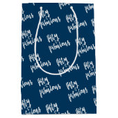 フィフティ&ファブラス – おもしろいネイビーブルー50誕生日 ミディアムペーパーバッグ (正面)