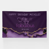 フィフティ&ファブルパープル金ゴールド50誕生日 横断幕 (横)