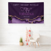 フィフティ&ファブルパープル金ゴールド50誕生日 横断幕 (インサイチュ)