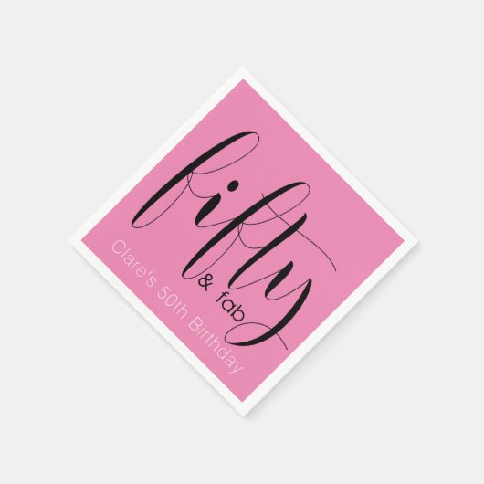 フィフティ&ファブ誕生日 スタンダードカクテルナプキン (角)