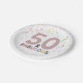 フィフティ&素晴らしいおもしろい紙吹雪ピンクタイポグラフィ ペーパープレート (アングル)