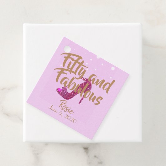 フィフティ&素晴らしい文字スパークリー熱ピンクシューズガーリー フェイバータグ (インサイチュ)