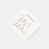 フィフティ&素晴らしい金ゴールドグリッター書道ホワイト スタンダードカクテルナプキン (角)