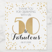 フィフティ&素晴らしい金ゴールド50th誕生日パーティー ワインラベル (シングルラベル)