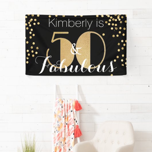 フィフティ&素晴らしい金ゴールド50th誕生日パーティー 横断幕 (インサイチュ)