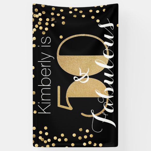 フィフティ&素晴らしい金ゴールド50th誕生日パーティー 横断幕 (縦)