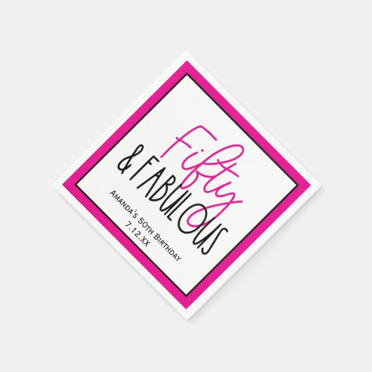 フィフティ&素晴らしい50番目の誕生日とカスタム文字 スタンダードカクテルナプキン (角)