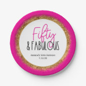 フィフティ&素晴らしい50番目の誕生日とカスタム文字 ペーパープレート (正面)