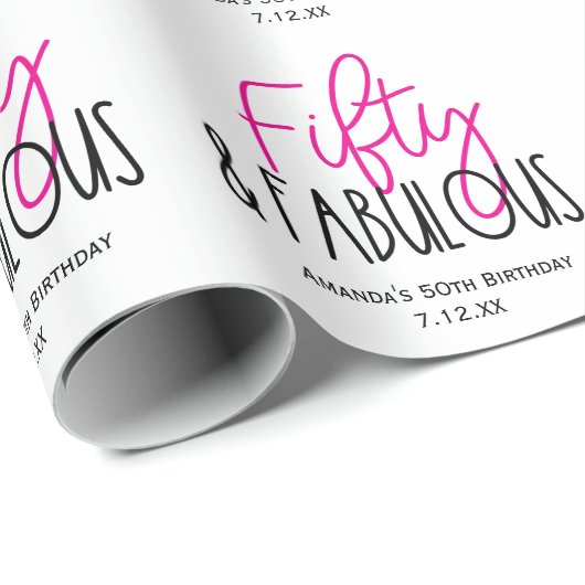 フィフティ&素晴らしい50番目の誕生日とカスタム文字 ラッピングペーパー (ロールコーナー)