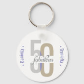 フィフティ&素晴らしい50番目の誕生日エレガント名 キーホルダー (正面)