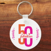 フィフティ&素晴らしい50番目の誕生日カラフル名 キーホルダー (正面)
