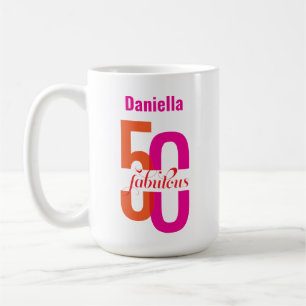 フィフティ&素晴らしい50番目の誕生日カラフル名 コーヒーマグカップ