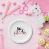 フィフティ&素晴らしい50thバースデーパーティーバラ金ゴールド ペーパープレート (パーティー)