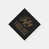 フィフティ&素晴らしい！ブラック&アステカ金ゴールド50誕生日 スタンダードカクテルナプキン (角)