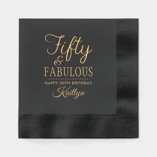 フィフティ&素晴らしい！第50回誕生日パーティー 箔ナプキン (正面)