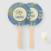 フィフティ&素晴らしい!誕生日アーバンベージュ色 パーソナライズされた ハンドファン (正面&裏面)