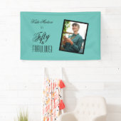 フィフティ&素晴らしい!誕生日ティール(緑がかった色)とブラックフォト 横断幕 (インサイチュ)