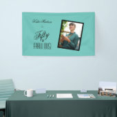 フィフティ&素晴らしい!誕生日ティール(緑がかった色)とブラックフォト 横断幕 (トレードショー)