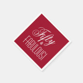 フィフティ&素晴らしい!赤と白50番目の誕生日紙 スタンダードカクテルナプキン (角)