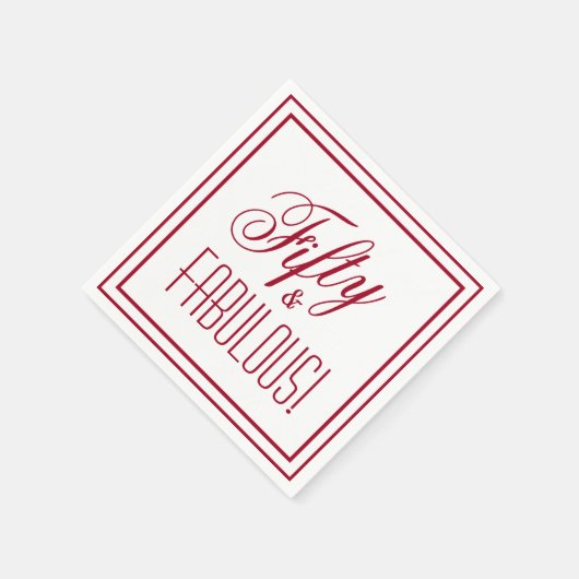 フィフティ&素晴らしい!赤50縁ど番誕生日紙 スタンダードカクテルナプキン (角)