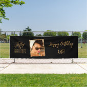 フィフティ&素晴らしい!黒と金ゴールドのパーソナライズされた写真 横断幕 (インサイチュ)