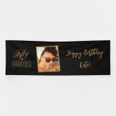 フィフティ&素晴らしい!黒と金ゴールドのパーソナライズされた写真 横断幕 (横)