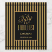 フィフティ&素晴らしい！50誕生日エレガント黒金ゴールド ワインラベル (シングルラベル)