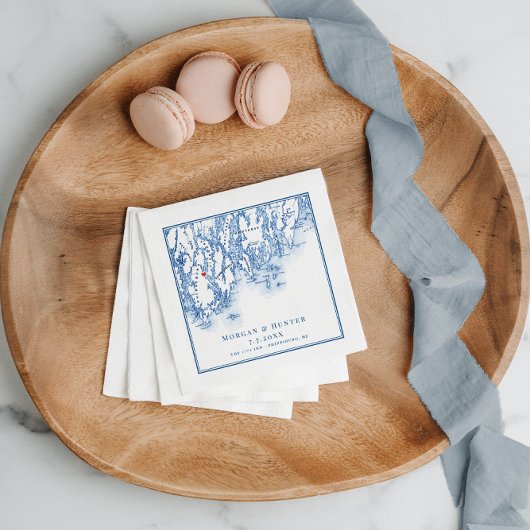 フィプスバーグメインのマップ海軍エレガントな結婚式 スタンダードカクテルナプキン