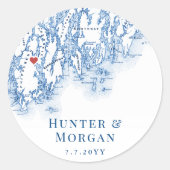 フィプスバーグメイン結婚マップのステッカー封筒用シール ラウンドシール (正面)