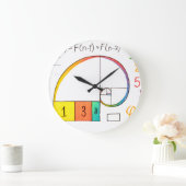 フィボナッチスパイラル&ゴールデンレシオ数学の壁時計 ラージ壁時計 (ホーム)