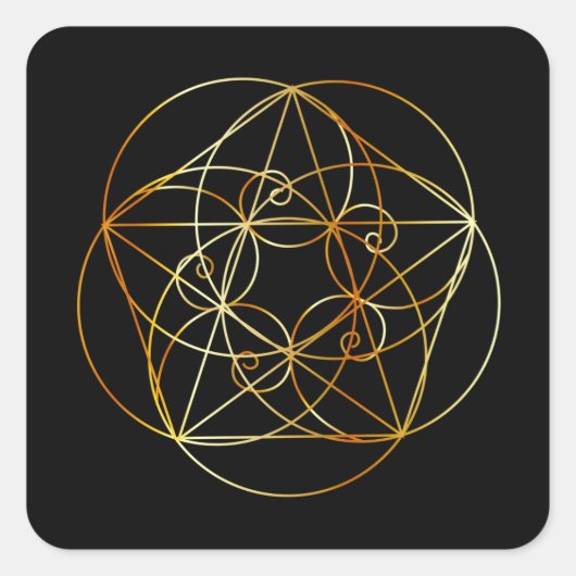 フィボナッチスパイラル – 神聖なジオメトリ スクエアシール (正面)