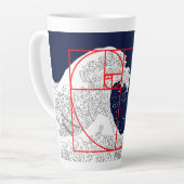 フィボナッチ配列と素晴らし波 カフェラテマグ (左アングル)