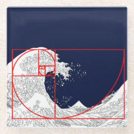 フィボナッチ配列と素晴らし波 ガラスコースター