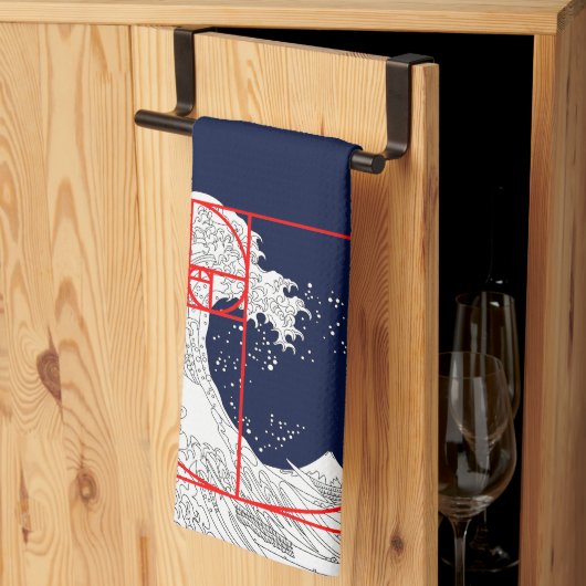 フィボナッチ配列と素晴らし波 キッチンタオル (三つ折り)