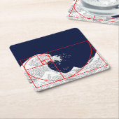 フィボナッチ配列と素晴らし波 スクエアペーパーコースター (アングル)