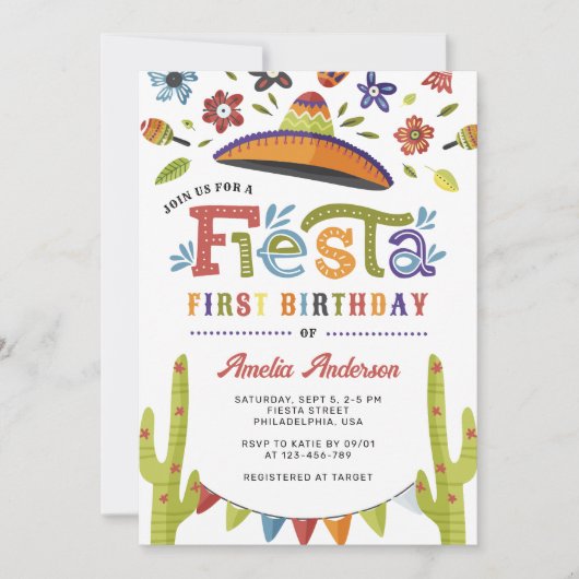 フィモダンエスタカラフルメキシコ初誕生日 招待状 (正面)