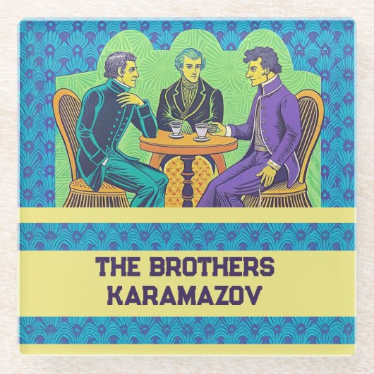 フィヨドルDostoyevsky, The Brothers Karamazov引用文 ガラスコースター (正面)