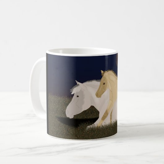 フィヨルドのロバおよび子馬のマグ コーヒーマグカップ (正面左)