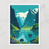 フィヨルドノルウェーアートトラベルヴィンテージイラストレーション ポストカード (正面)