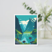 フィヨルドノルウェーアートトラベルヴィンテージイラストレーション ポストカード (スタンド正面)