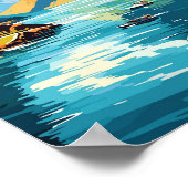 フィヨルドノルウェーヴィンテージ旅行イラストレーション ポスター (角)