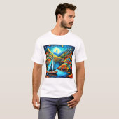 フィヨルド13にボート Tシャツ (正面フル)