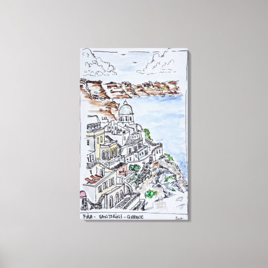 フィラの町 |サントリーニ島(ギリシャ) キャンバスプリント (正面)