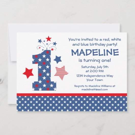 フィラクカー1歳の誕生日 招待状 (正面)